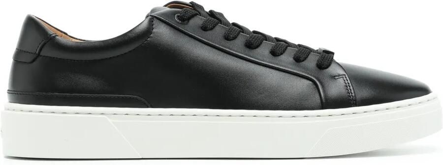 BOSS Leren sneakers met logoplakkaat Zwart