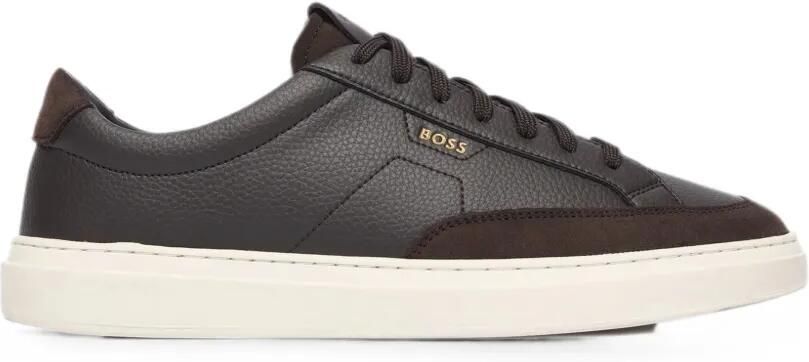 BOSS Leren sneakers met vlakken Bruin
