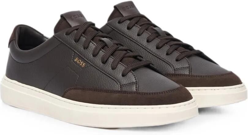 BOSS Leren sneakers met vlakken Bruin - Foto 4