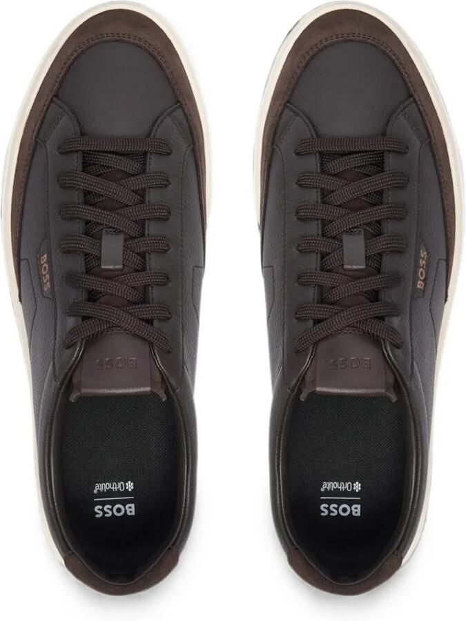 BOSS Leren sneakers met vlakken Bruin - Foto 2