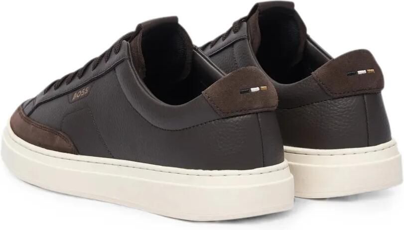 BOSS Leren sneakers met vlakken Bruin - Foto 3