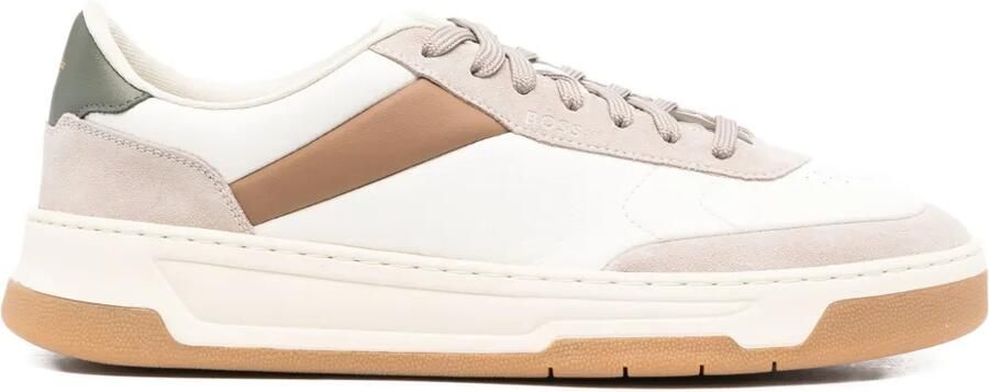 BOSS Leren sneakers met vlakken Wit