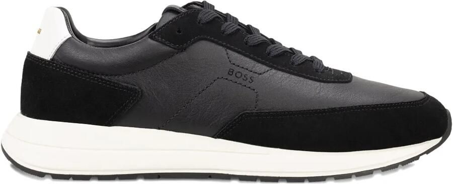 BOSS Leren sneakers met vlakken Zwart
