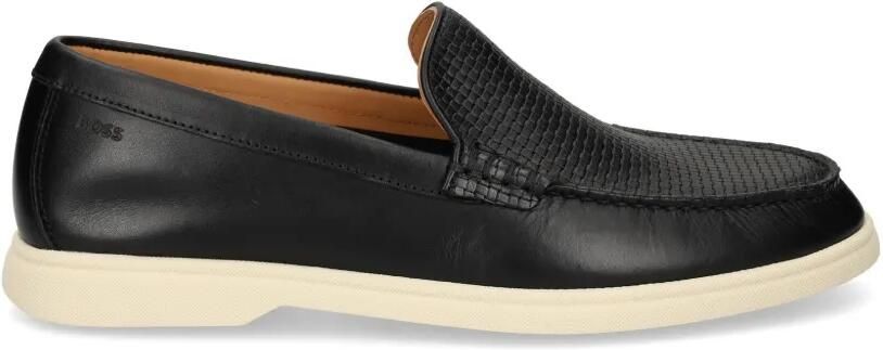 BOSS Loafers met geweven vlak Zwart