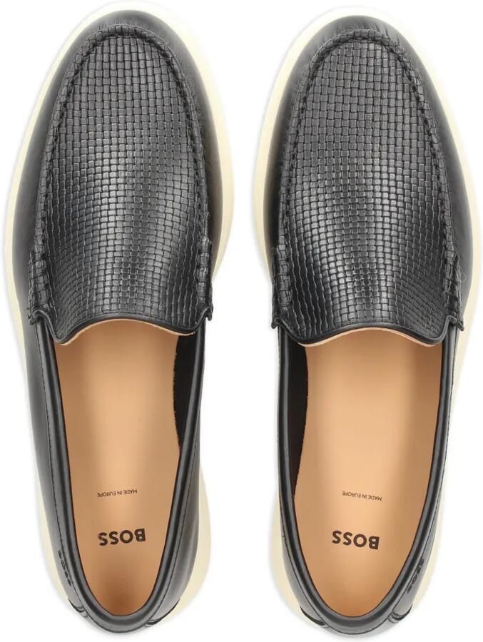 BOSS Loafers met geweven vlak Zwart - Foto 2