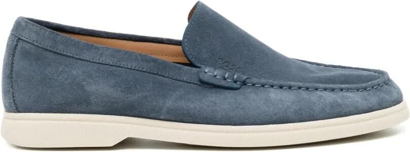 BOSS Loafers met logo-reliëf Blauw