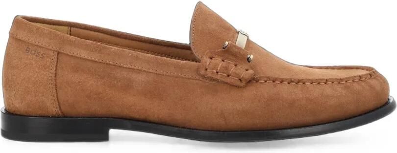 BOSS Loafers met logoplakkaat Bruin