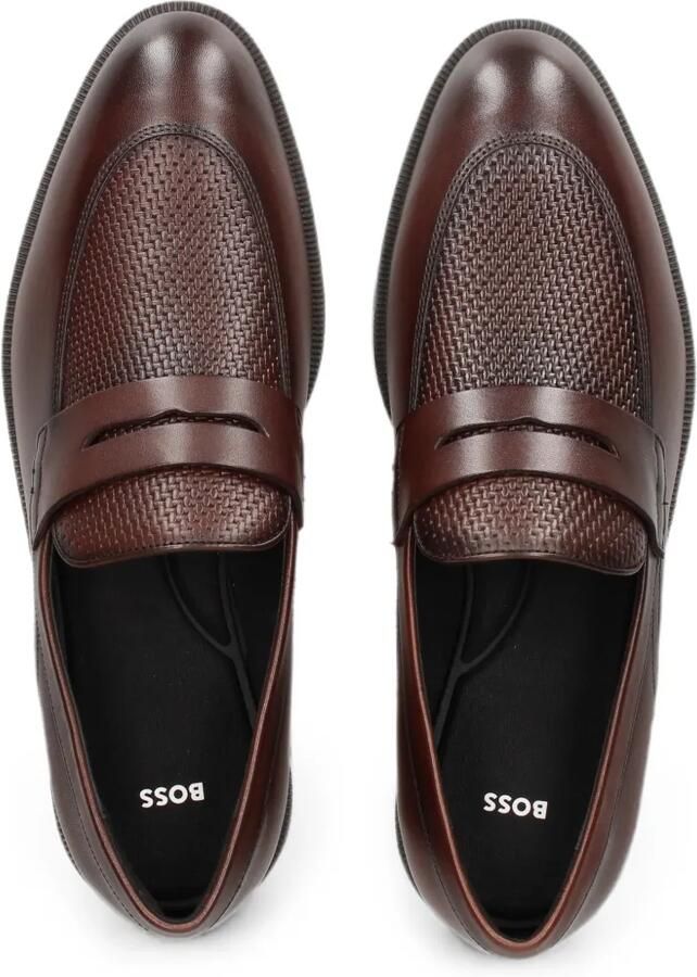 BOSS Loafers met penny-slot en vlak met textuur Bruin - Foto 2