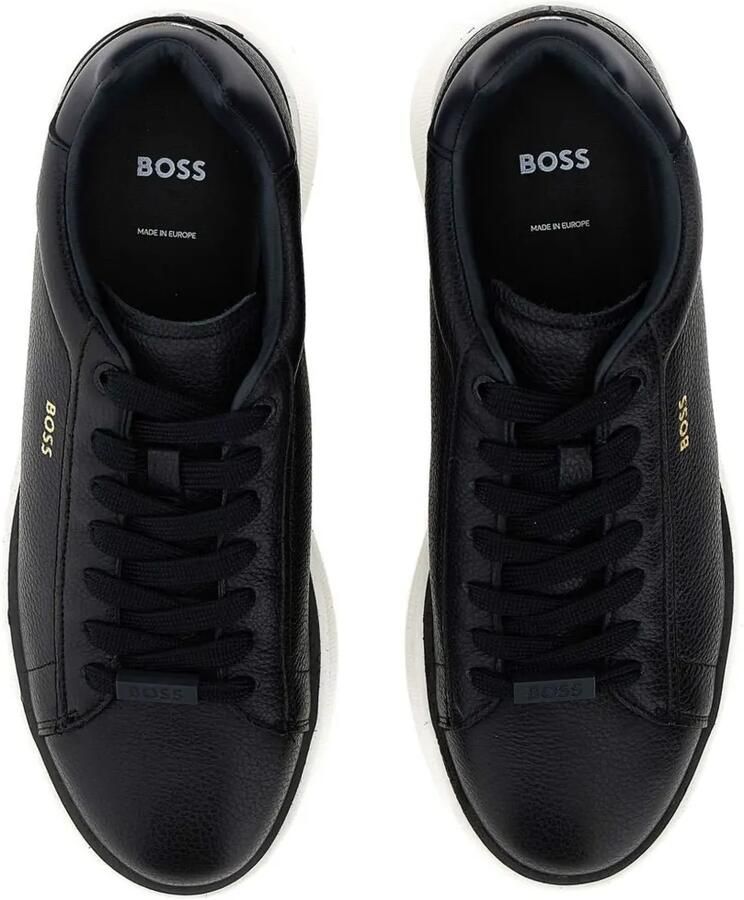 BOSS logo-detail grained leather sneakers Blauw - Foto 2