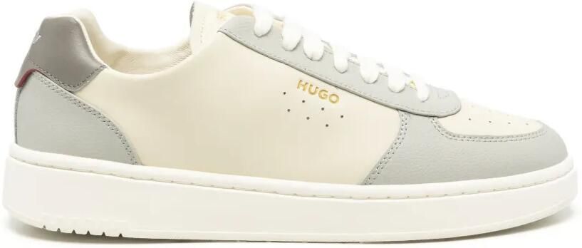 BOSS logo-print leather sneakers Beige