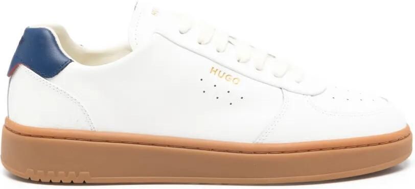 BOSS logo-print leather sneakers Wit