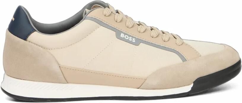 BOSS logo-print panelled sneakers Beige