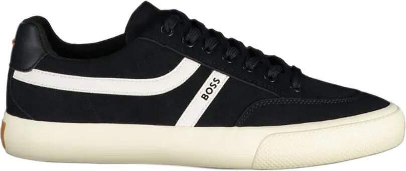 BOSS logo-print panelled sneakers Blauw