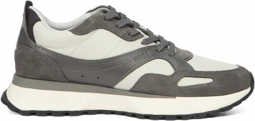 BOSS logo-print panelled sneakers Grijs