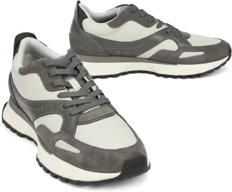 BOSS logo-print panelled sneakers Grijs - Foto 2
