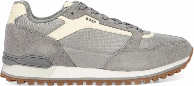 BOSS logo-print panelled sneakers Grijs