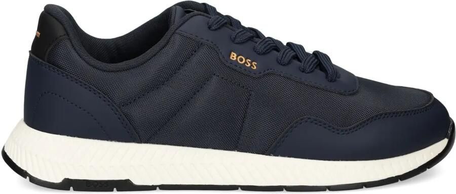 BOSS Low-top sneakers met getextureerde bovenkant Blauw