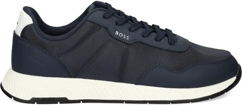 BOSS Low-top sneakers met getextureerde bovenkant Blauw