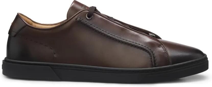 BOSS Low-top sneakers van geborsteld leer Bruin