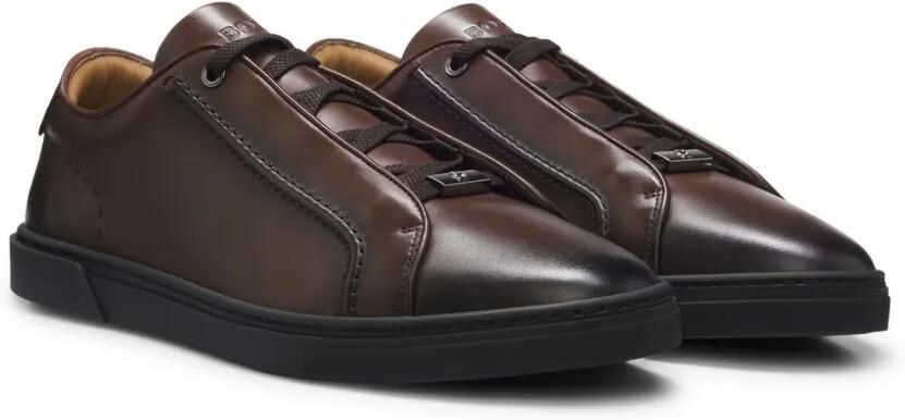 BOSS Low-top sneakers van geborsteld leer Bruin - Foto 4