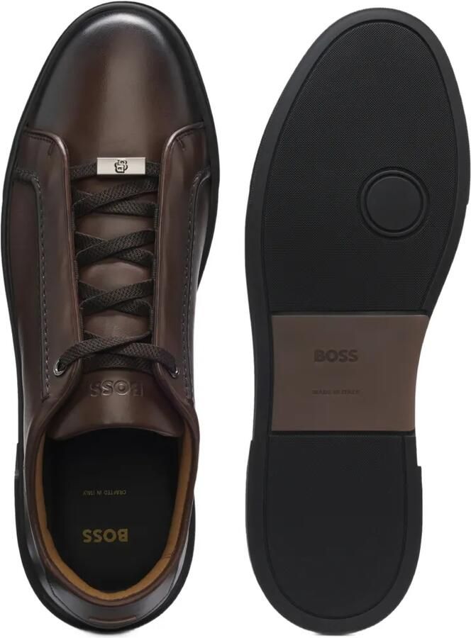 BOSS Low-top sneakers van geborsteld leer Bruin - Foto 3