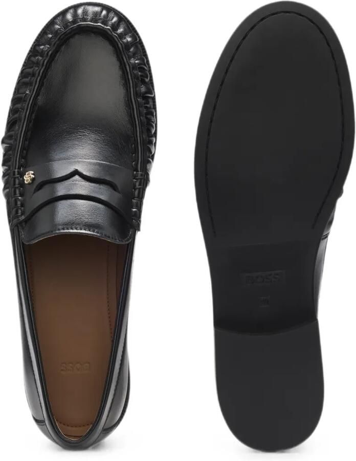 BOSS Lycia leren mocassins met Double B-monogram Zwart - Foto 3