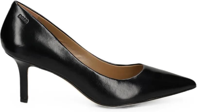 BOSS Miah leren pumps met logo-reliëf Zwart