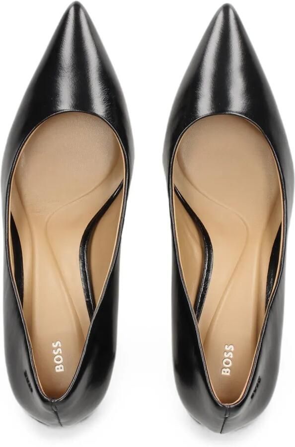 BOSS Miah leren pumps met logo-reliëf Zwart - Foto 2