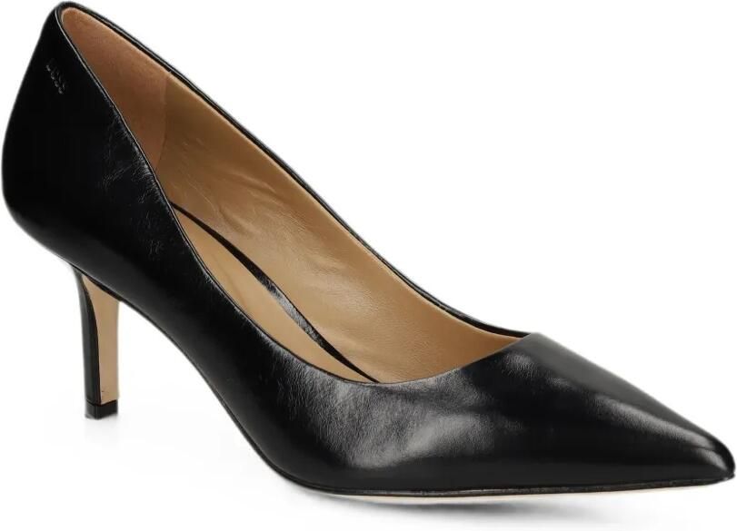 BOSS Miah leren pumps met logo-reliëf Zwart - Foto 3