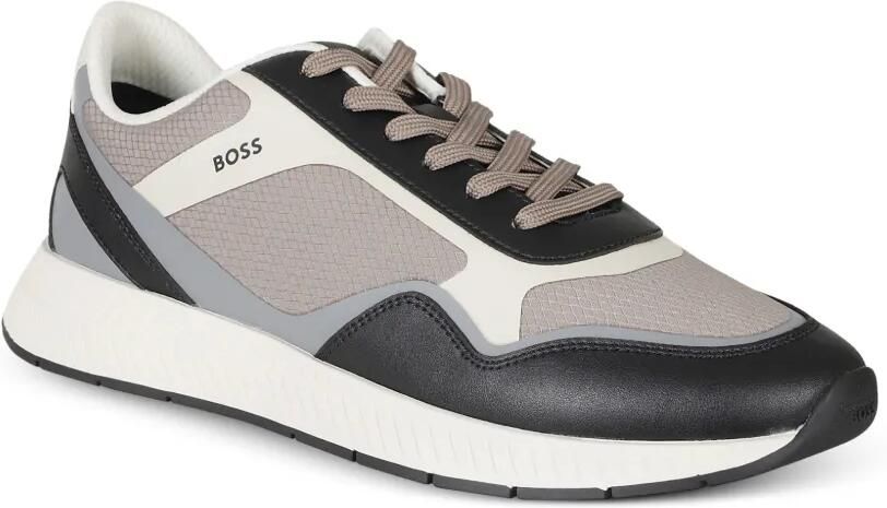 BOSS mixed-material trainers with ridged outsole Grijs - Foto 2