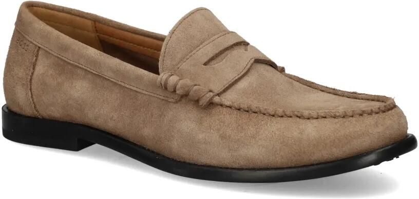 BOSS Mocassins van suède met penny afwerking Bruin