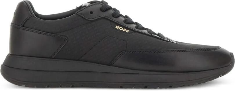 BOSS monogram sneakers with leather trim and eva rubber sole Zwart - Foto 5