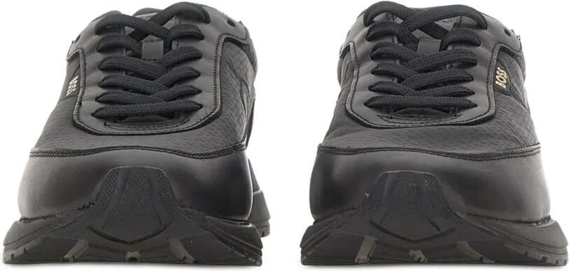 BOSS monogram sneakers with leather trim and eva rubber sole Zwart - Foto 4