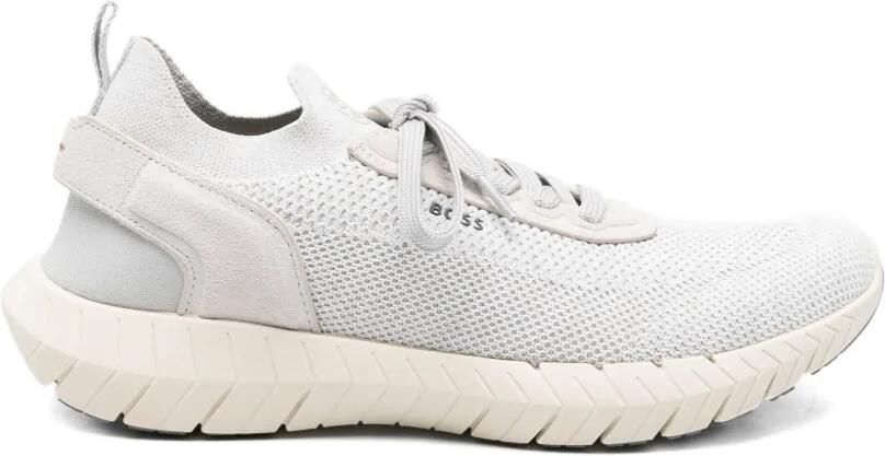 BOSS -motion sneakers met gebreide bovenkant en leren afwerking Grijs