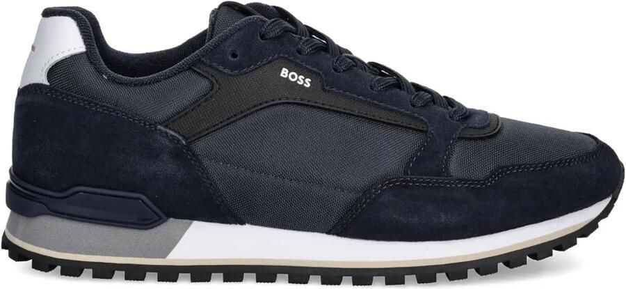 BOSS Parkour sneakers met suède vlak Blauw