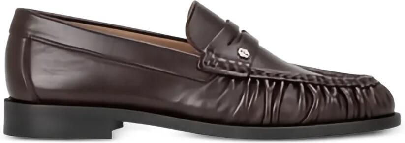 BOSS Penny loafers met gesmockt detail Bruin