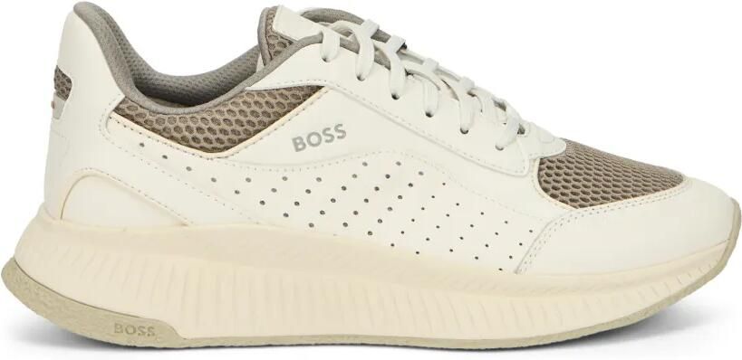 BOSS perforated mesh-panel sneakers Beige