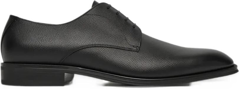 BOSS Saffiano leather Derby shoes Zwart