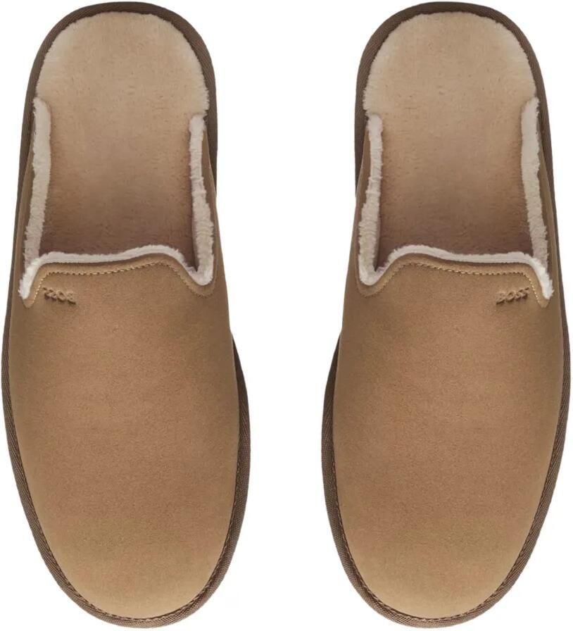 BOSS Slippers met lammy voering en logo-detail Beige