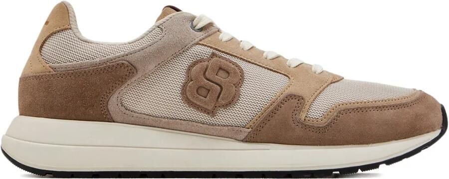 BOSS Sneakers met Double B-monogram en suède afwerking Beige
