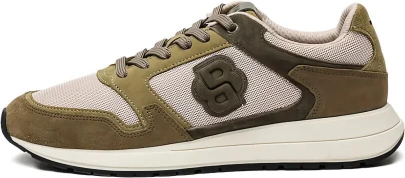 BOSS Sneakers met Double B-monogram en suède afwerking Beige