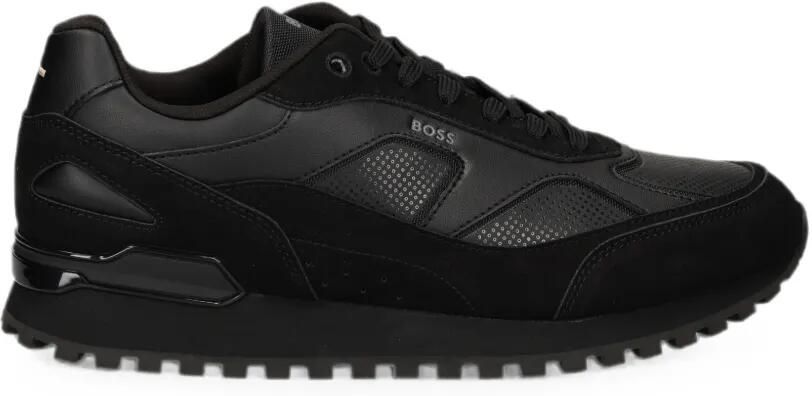 BOSS Sneakers met geperforeerde vlakken Zwart