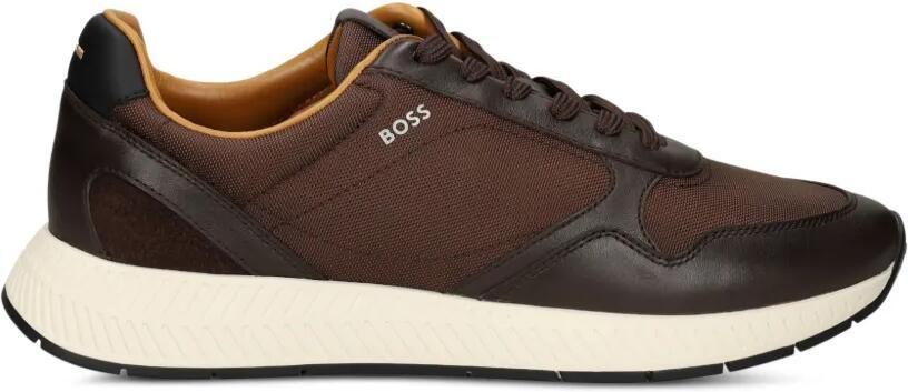 BOSS Sneakers met leren afwerking Bruin