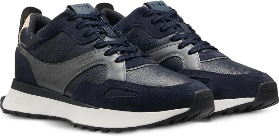 BOSS Sneakers met leren vlakken Blauw