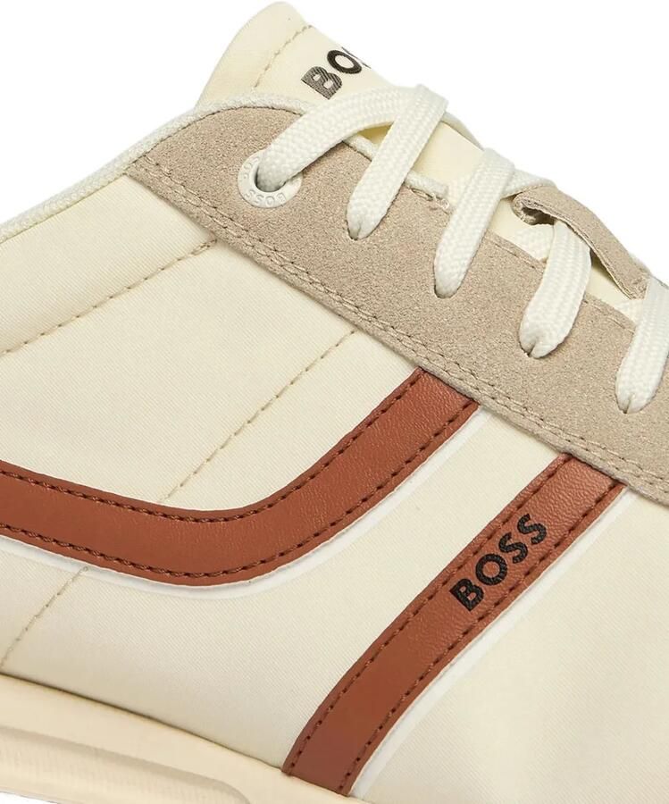 BOSS Sneakers met logo en afwerking met imitatiesuède Beige