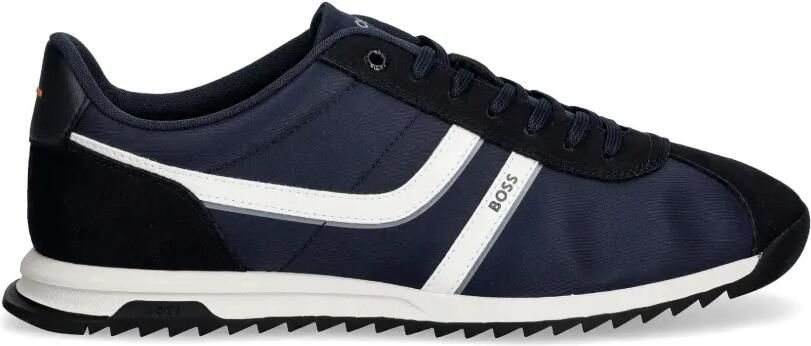 BOSS Sneakers met logo en afwerking met imitatiesuède Blauw