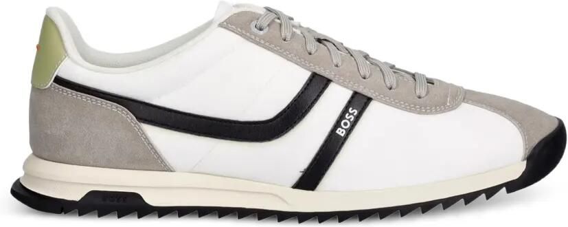 BOSS Sneakers met logo en afwerking met imitatiesuède Wit