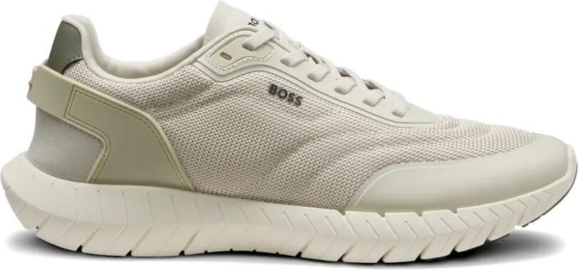 BOSS Sneakers met mesh vlakken en leren afwerking Beige