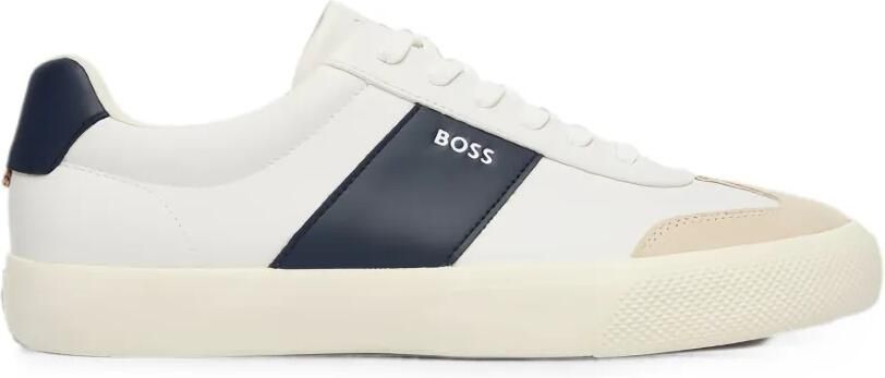 BOSS Sneakers met suède vlakken en logo-print Wit