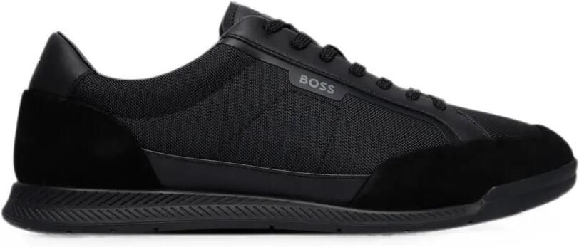 BOSS Sneakers met suède vlakken Zwart